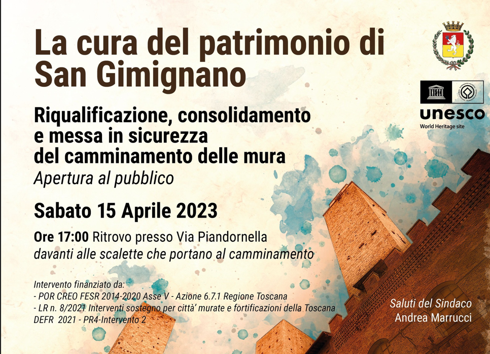  Camminamento delle mura - Sabato 15 aprile apertura al pubblico